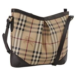 Burberry Nova Check Shoulder Bag Pvc Beige Brown Gold
